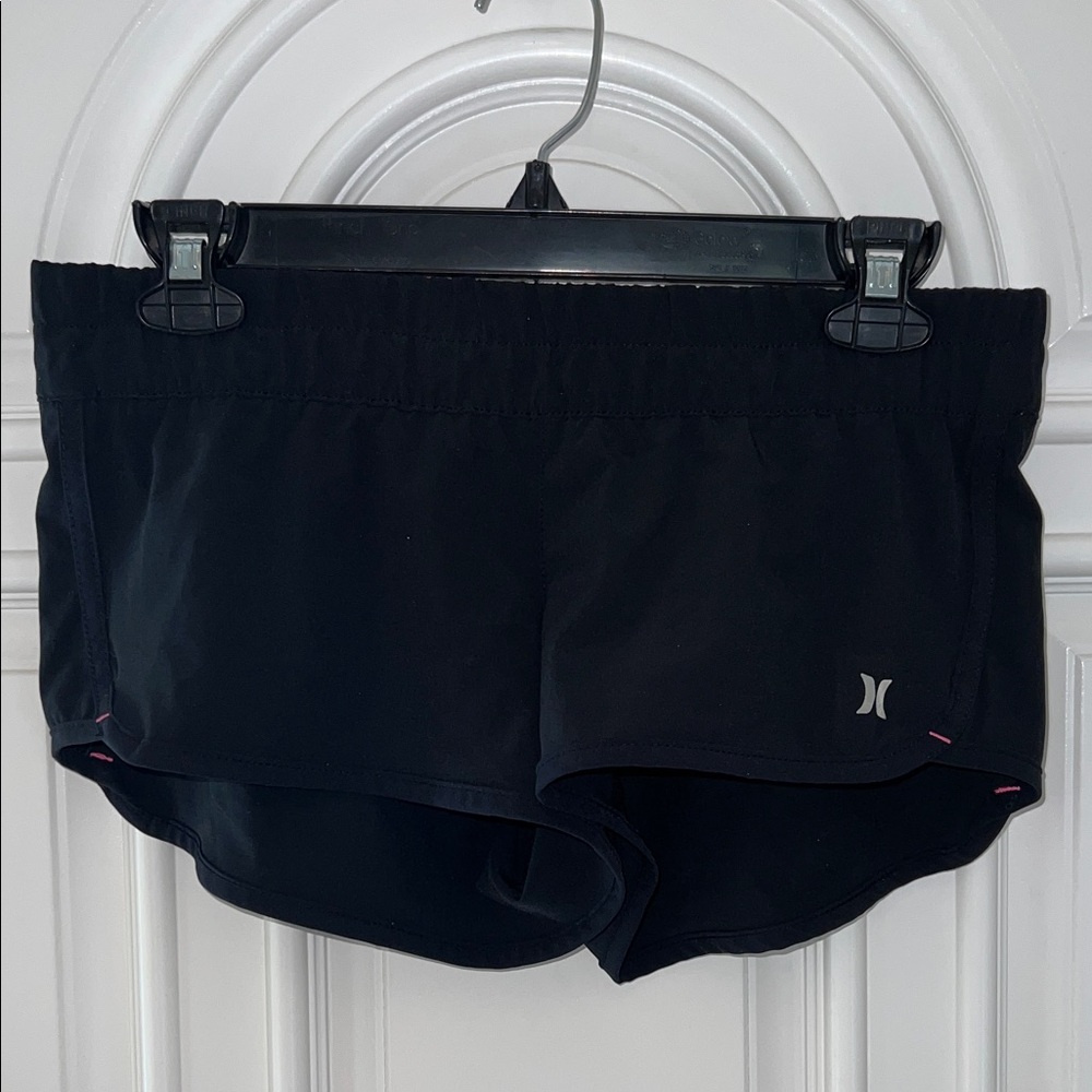 Hurley Black Board Shorts with hot pink stitching